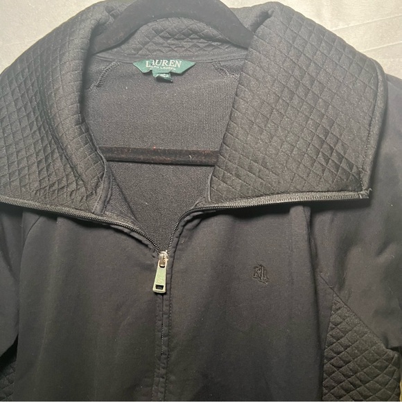 Lauren Ralph Lauren Womens Size Med Black Knit Zippered Quilted Cardigan Jacket - Picture 3 of 15